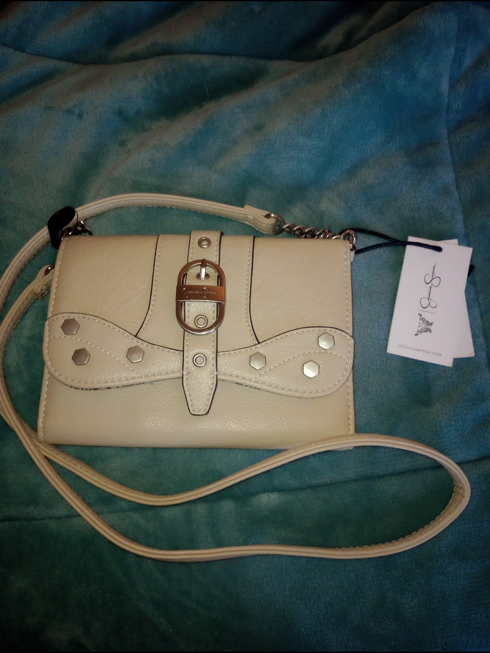 Jessica Simpson Cream  Studded Crossbody Bag